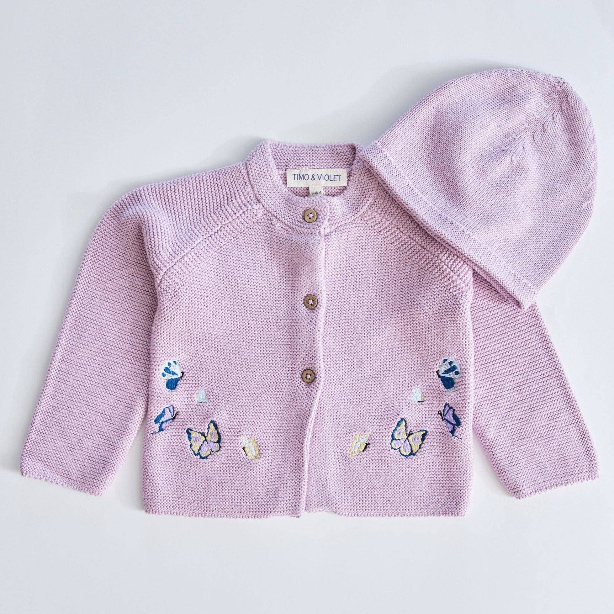 Butterfly Cardigan and Hat Set