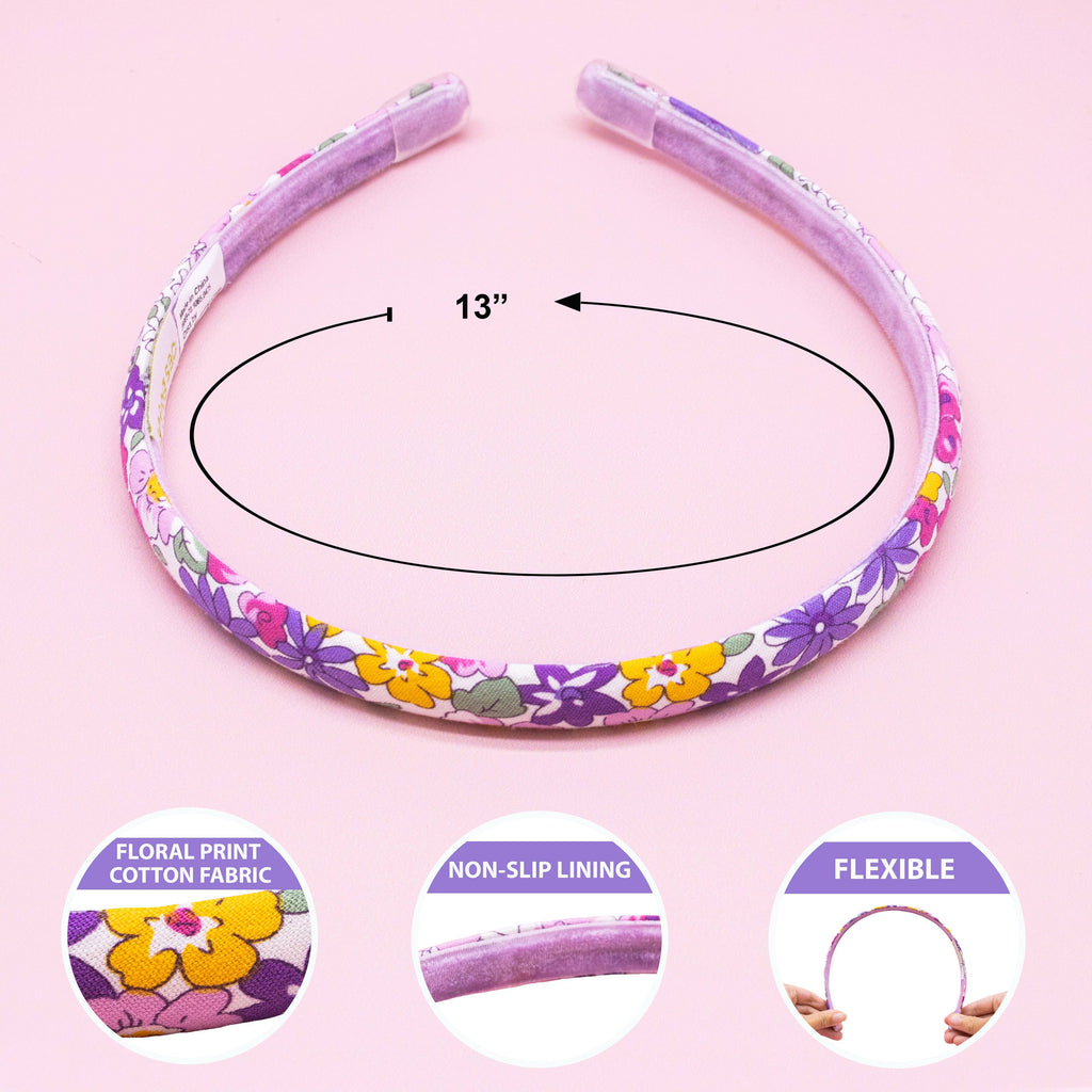Thin Floral Headband - Purple