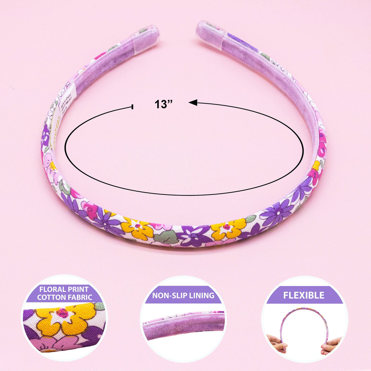 Thin Floral Headband - Light Blue