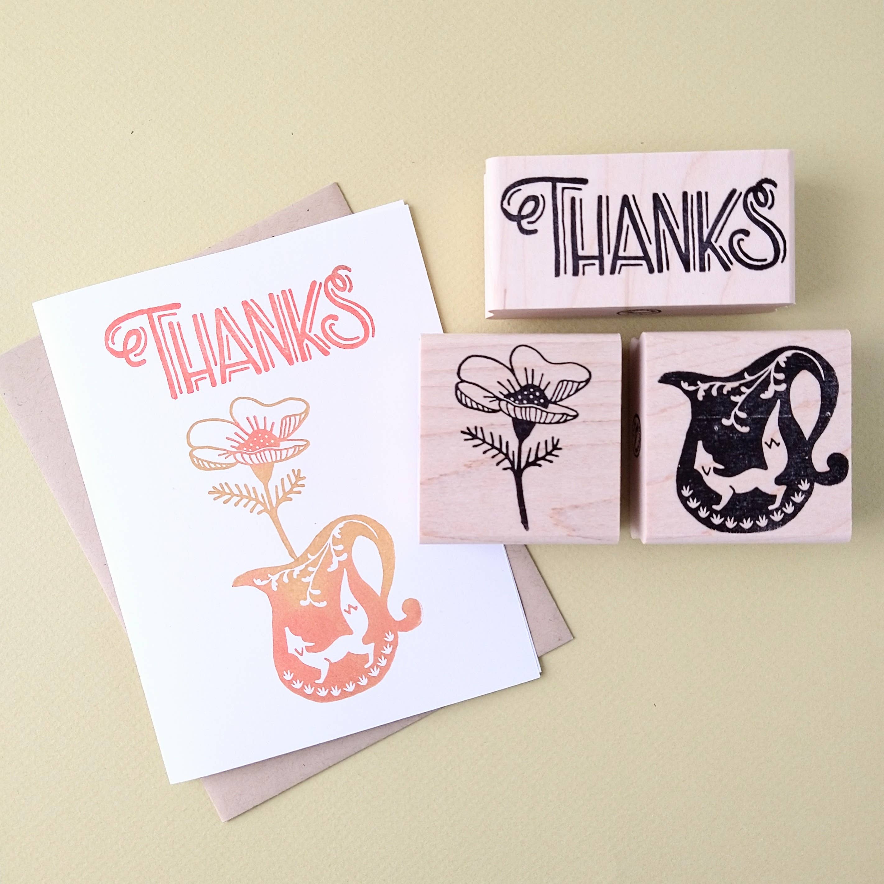 Floral Anemone Rubber Stamp