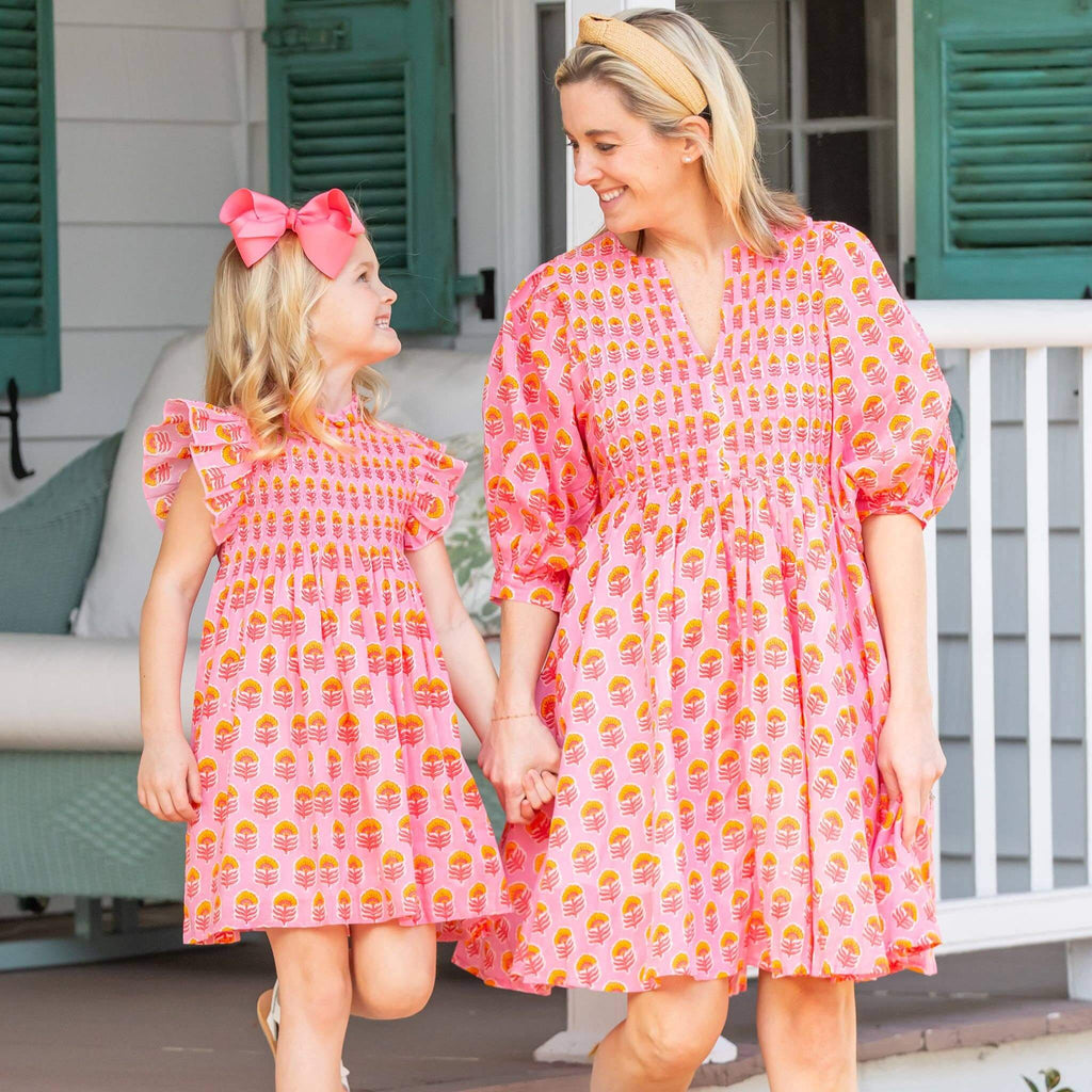 Girls Smocked Dress - Sunset