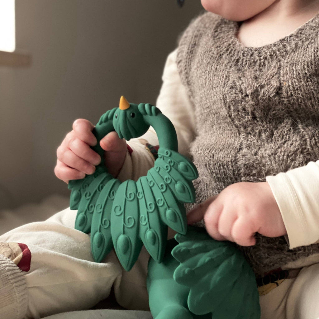 Natural rubber Teether Peacock - Green