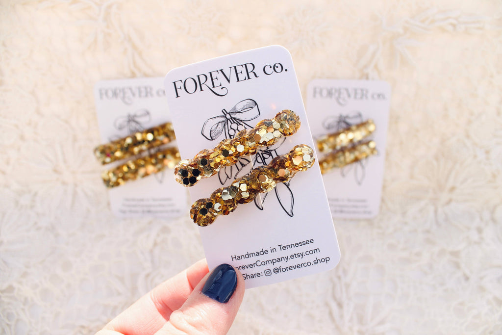 Mini Hair Clips - Gold