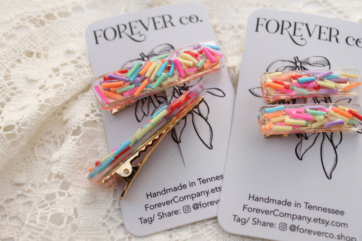 Mini Hair Clips - Pastel Rainbow Ice Cream