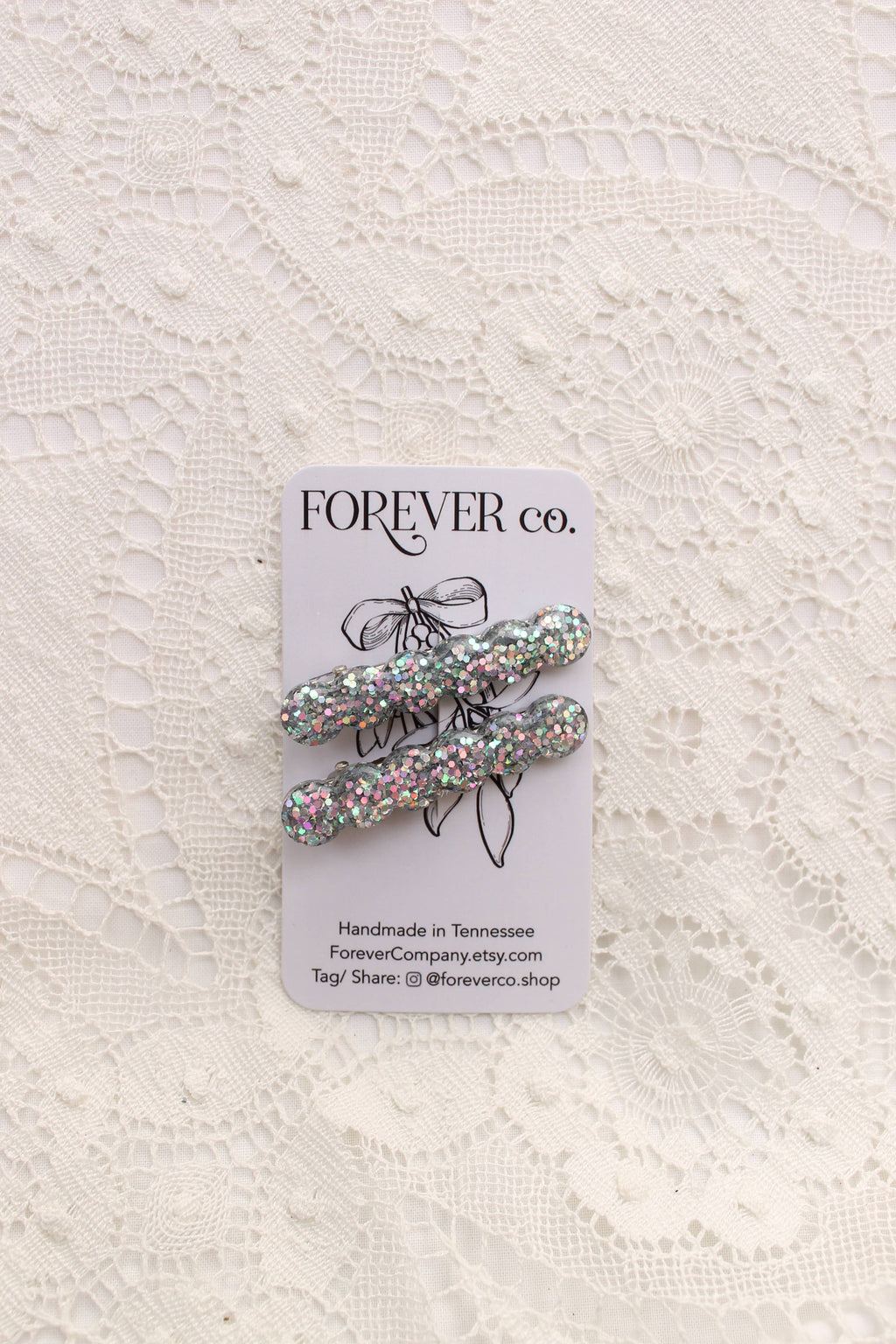 Hair Clips - Silver Rainbow