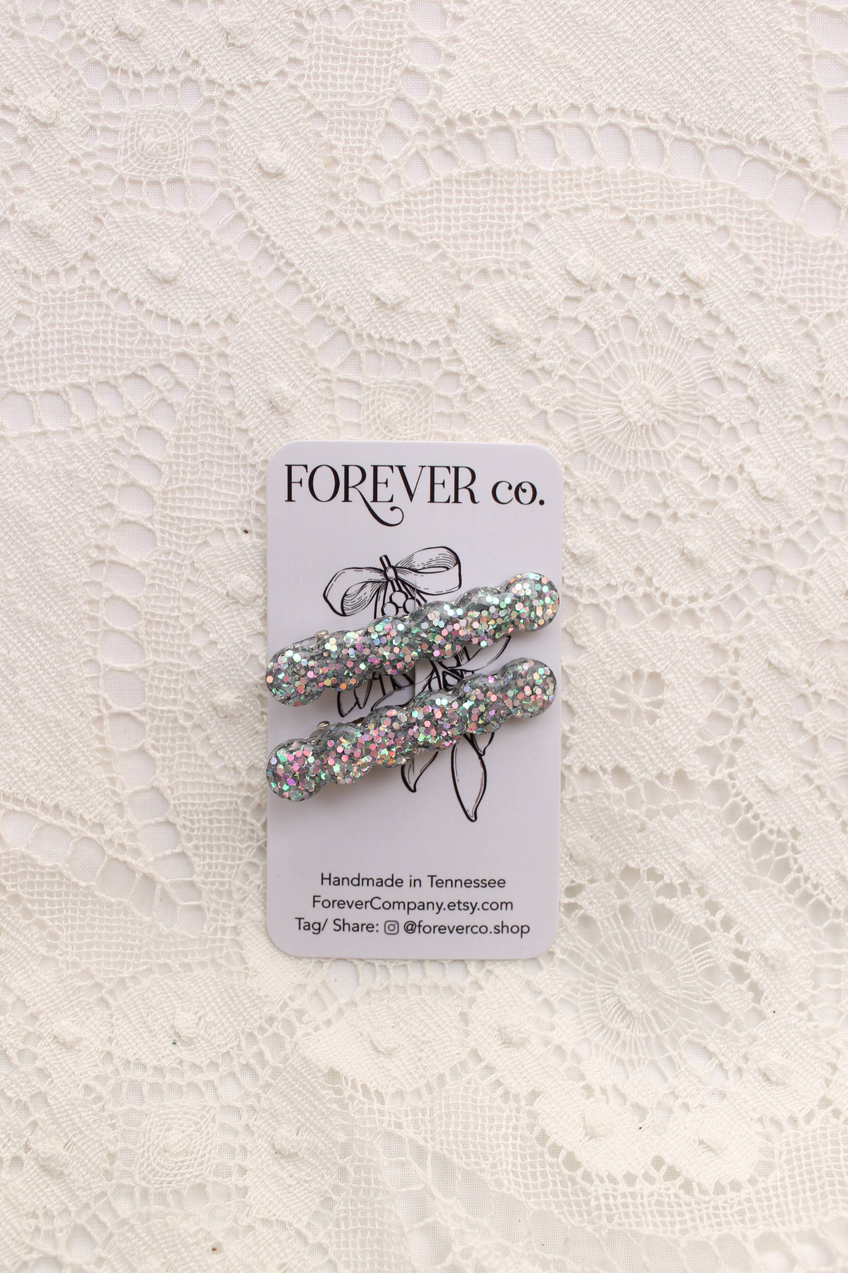 Hair Clips - Silver Rainbow