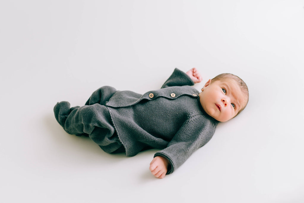 Baby Sweater and Pants Set in Dark Grey
