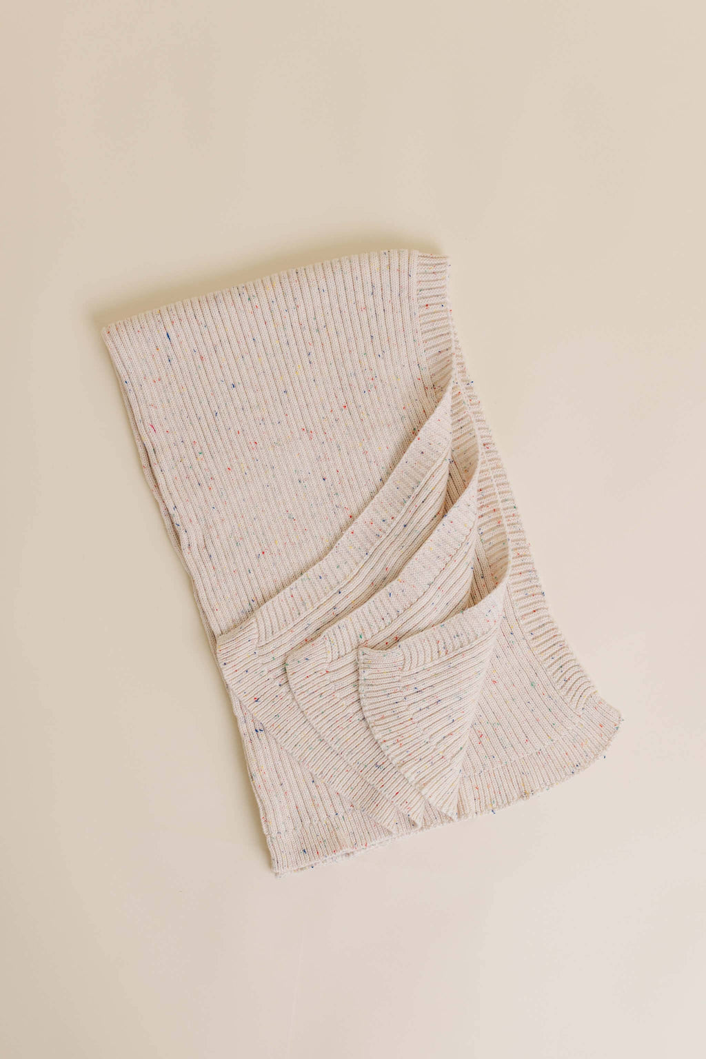 Sprinkle Knit Ribbed Blanket - Oat