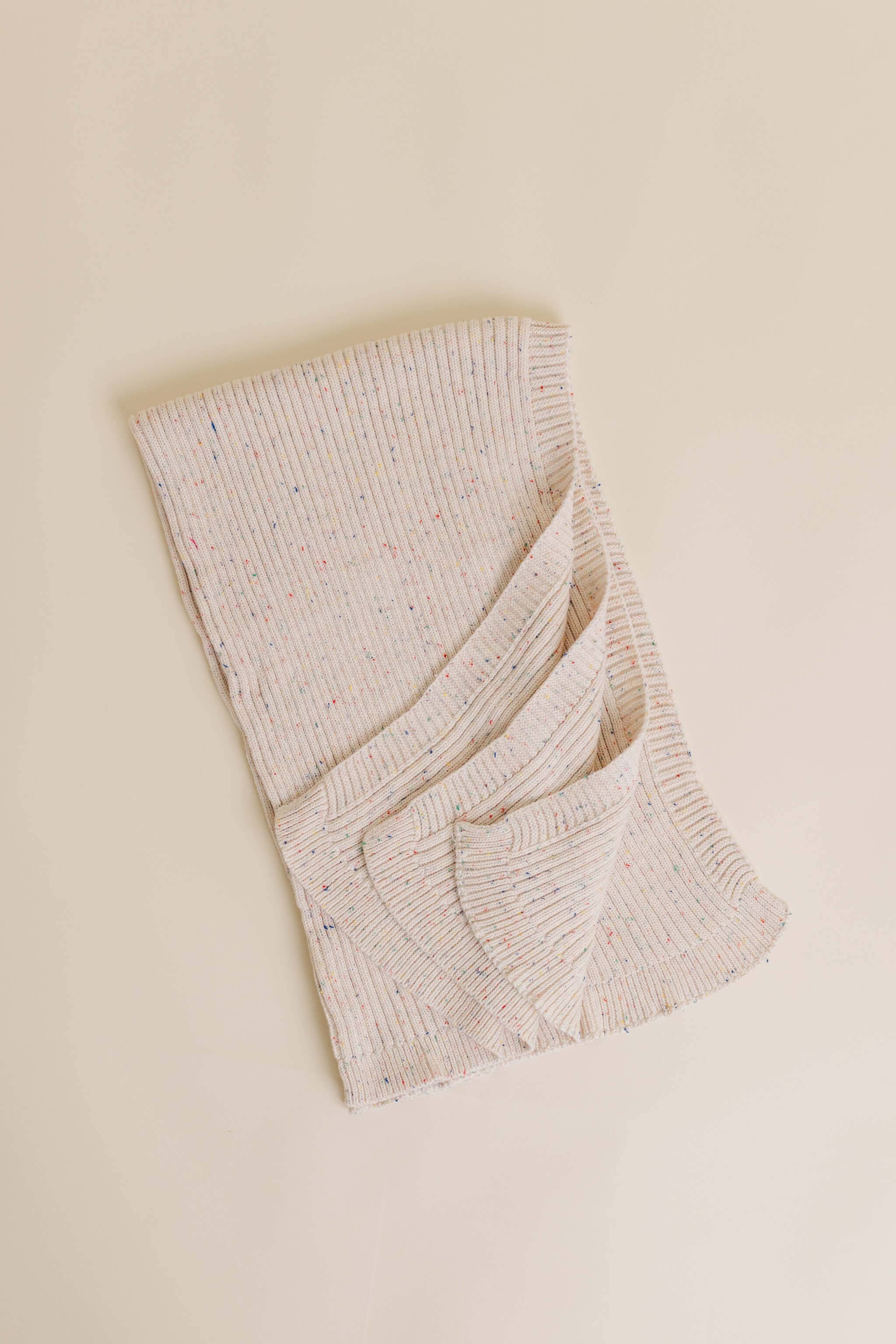 Sprinkle Knit Ribbed Blanket - Oat