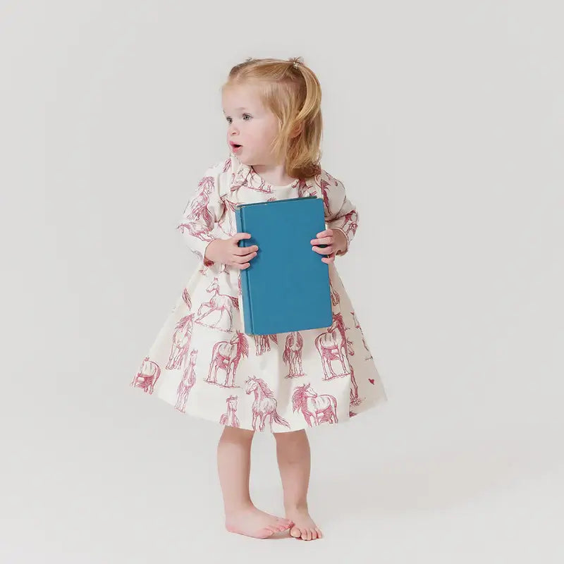 Baby Girls Organic Steph Dress - Vintage Rose Horses