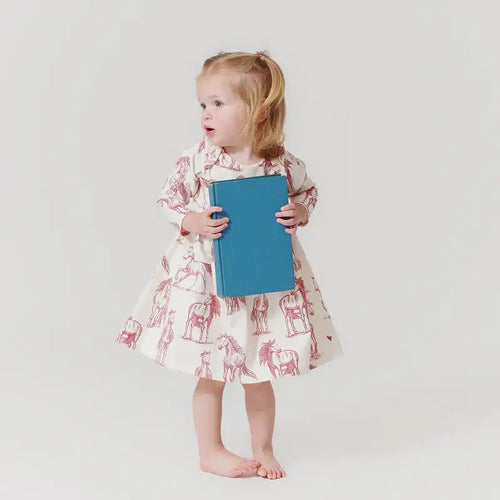 Baby Girls Organic Steph Dress - Vintage Rose Horses
