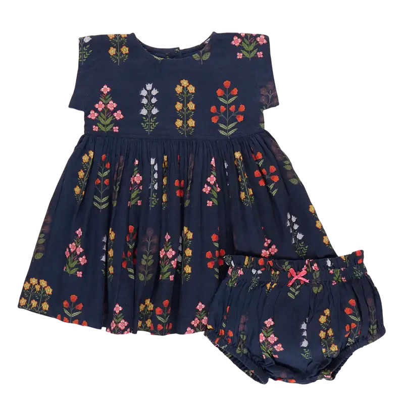 Baby Girls Marie Dress Set - Navy Field Floral