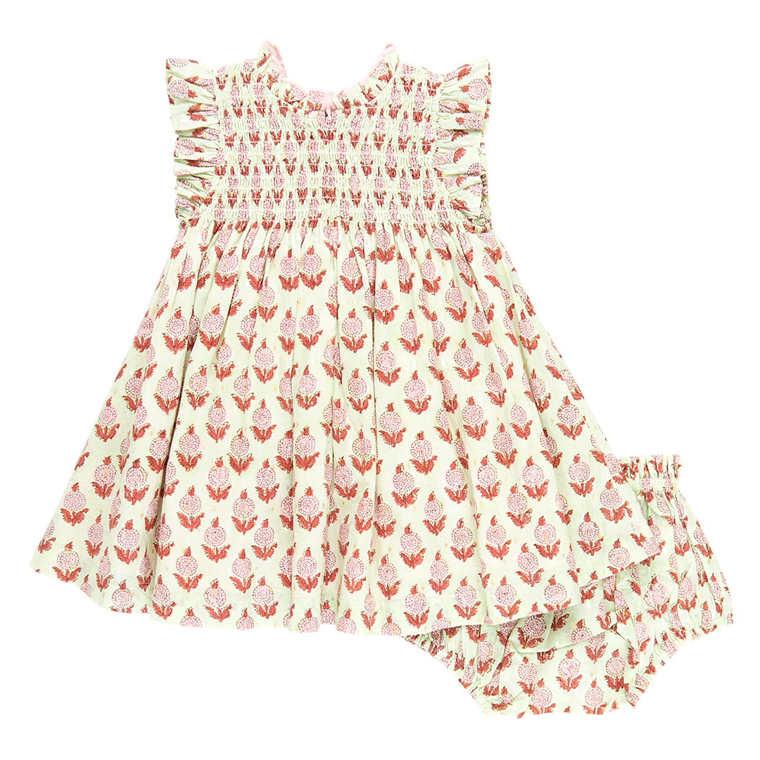 Baby Girls Stevie Dress Set - Green Dahlia