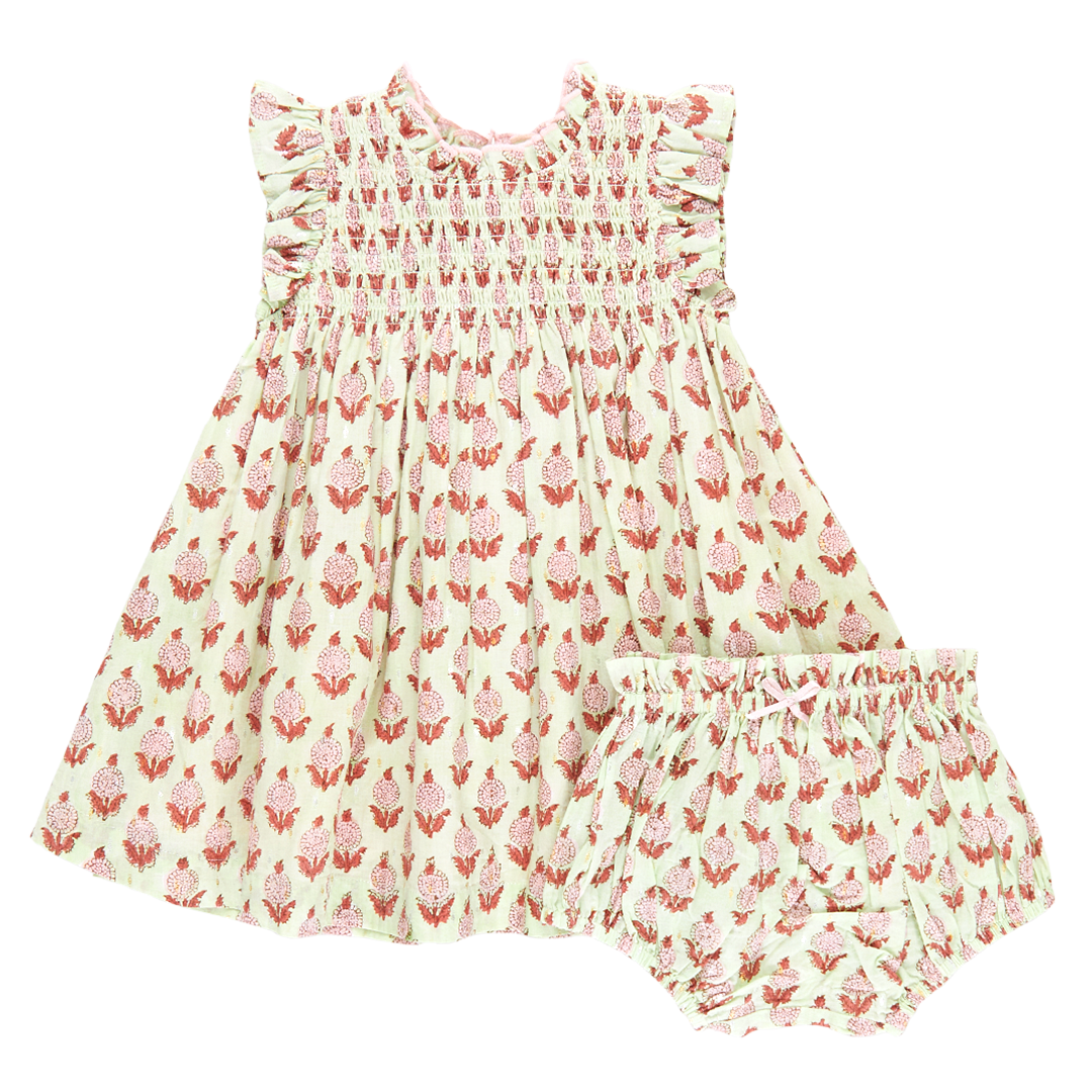 Baby Girls Stevie Dress Set - Green Dahlia