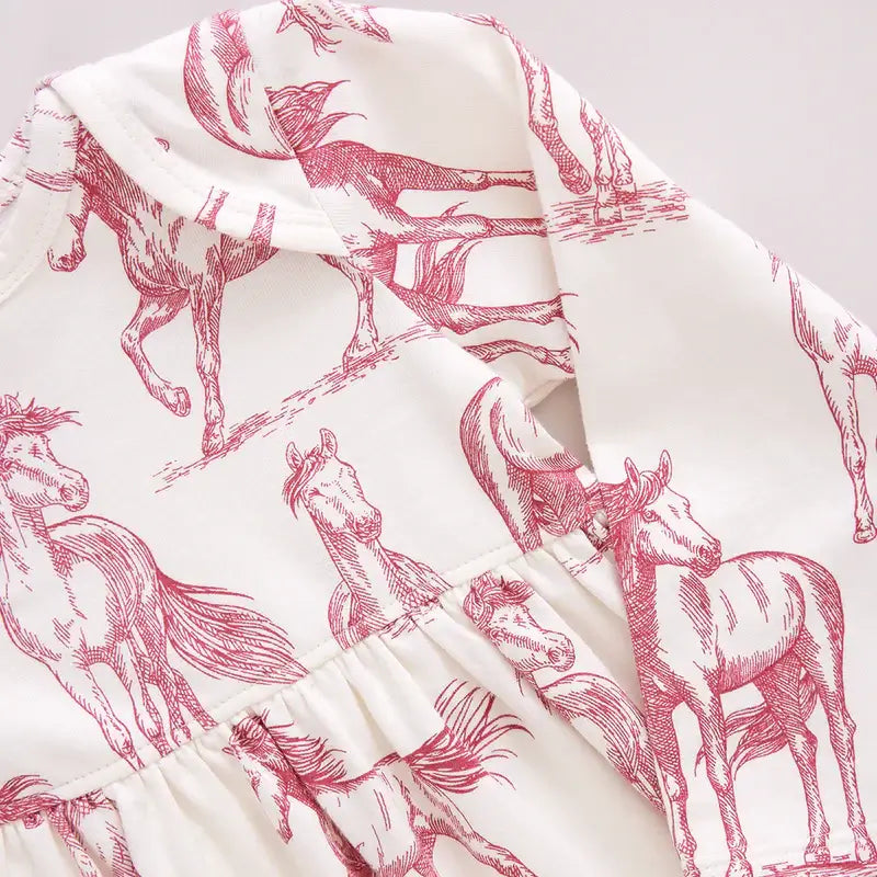 Baby Girls Organic Steph Dress - Vintage Rose Horses