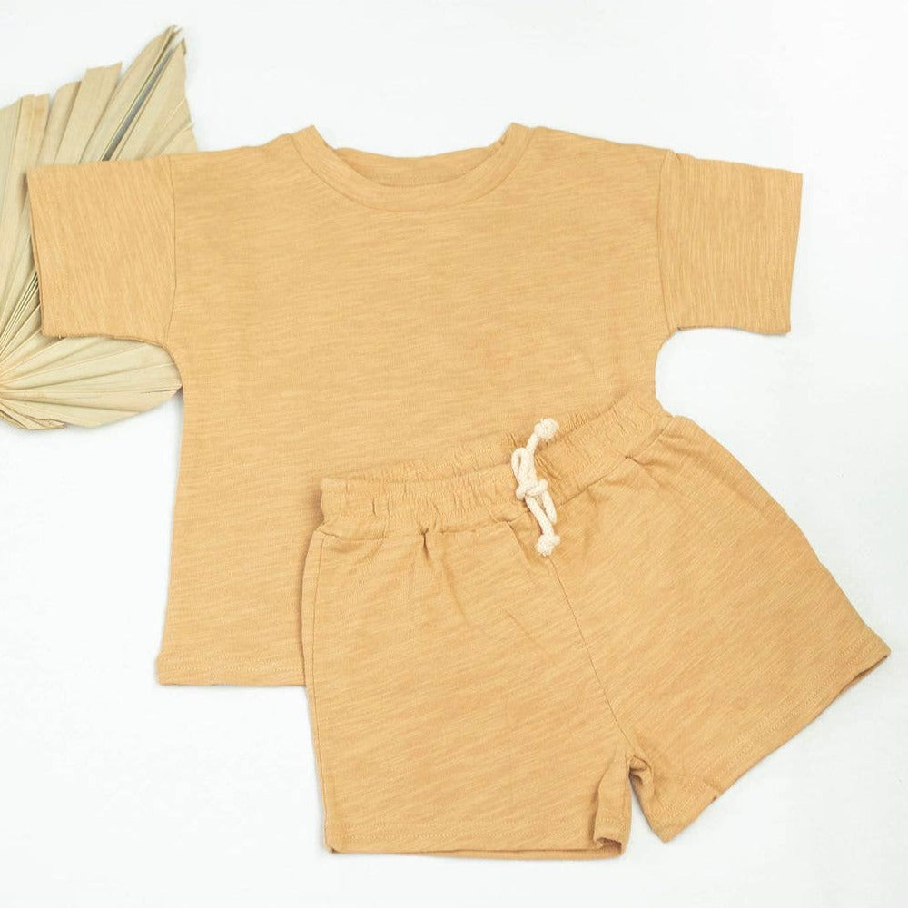 Organic Short Sleeve Kids Lounge Set - Copper