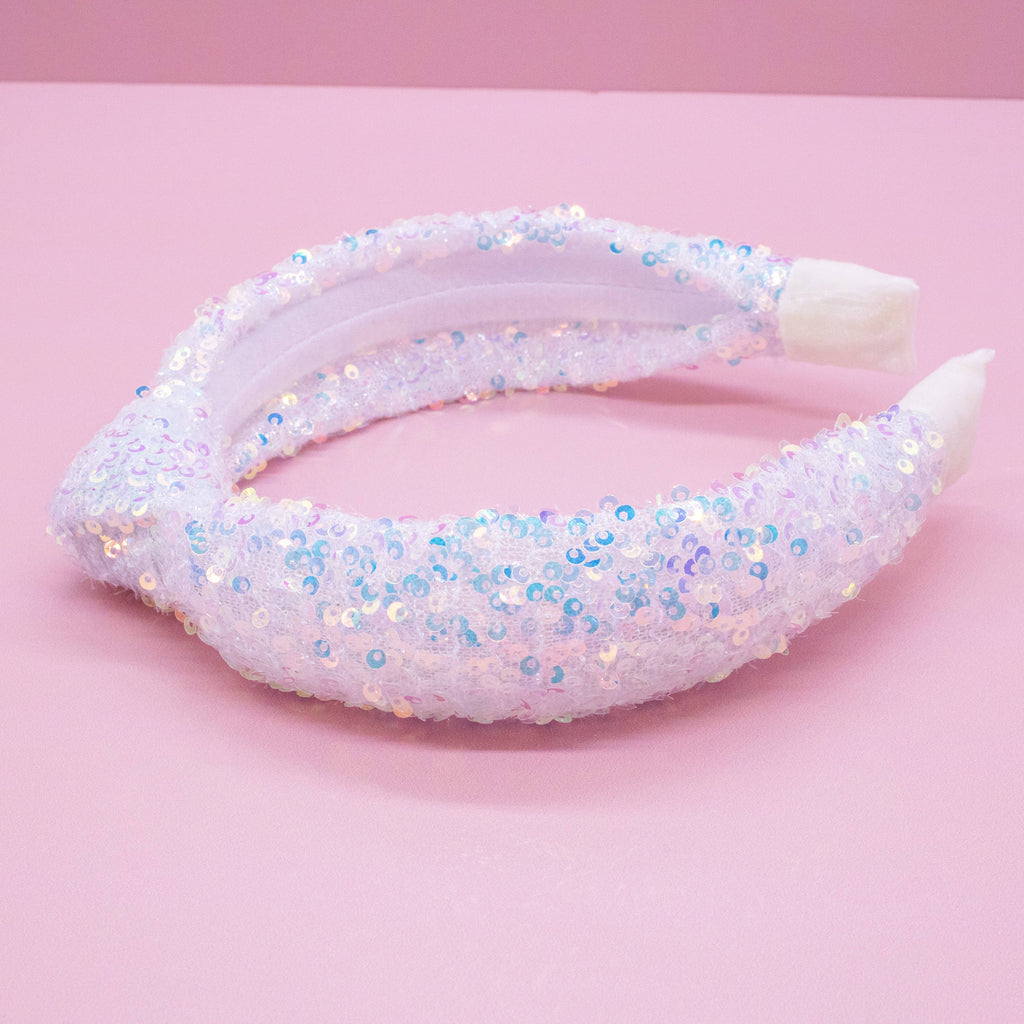 Knot Headband - Sequin | White
