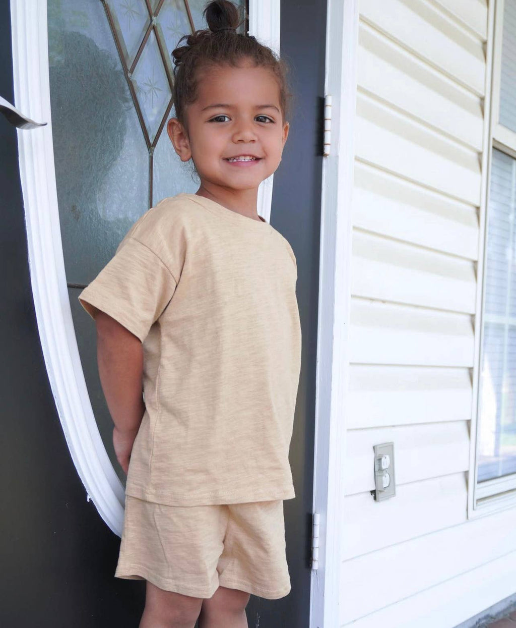 Organic Short Sleeve Kids Lounge Set - Copper