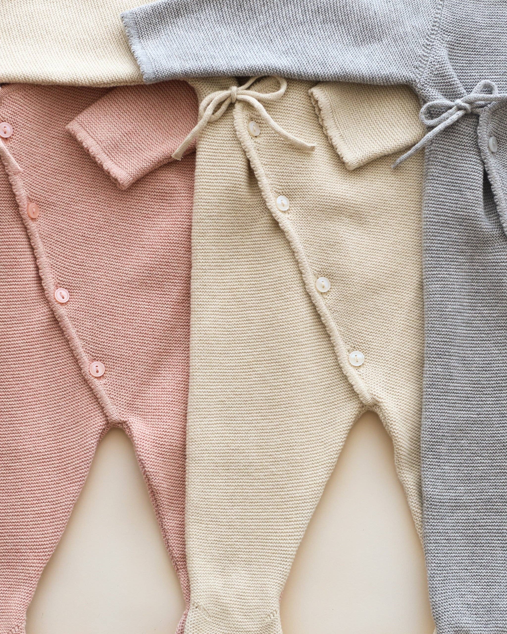 Wrap Knit Footie | Heathered Natural