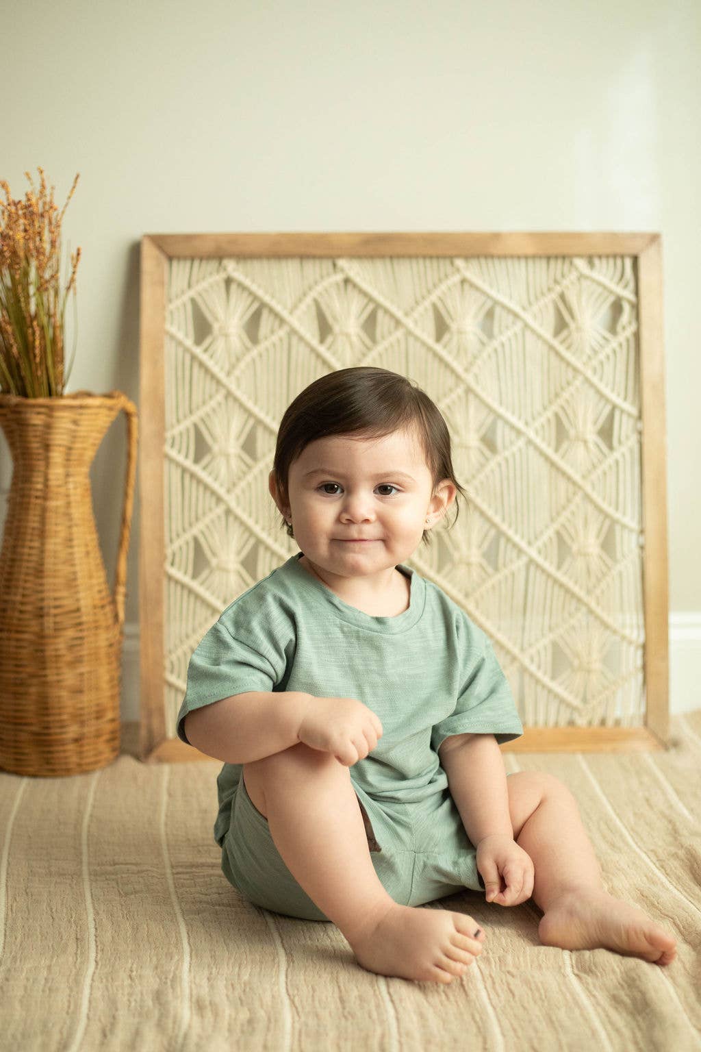 Organic Short Sleeve Kids Lounge Set - Sage