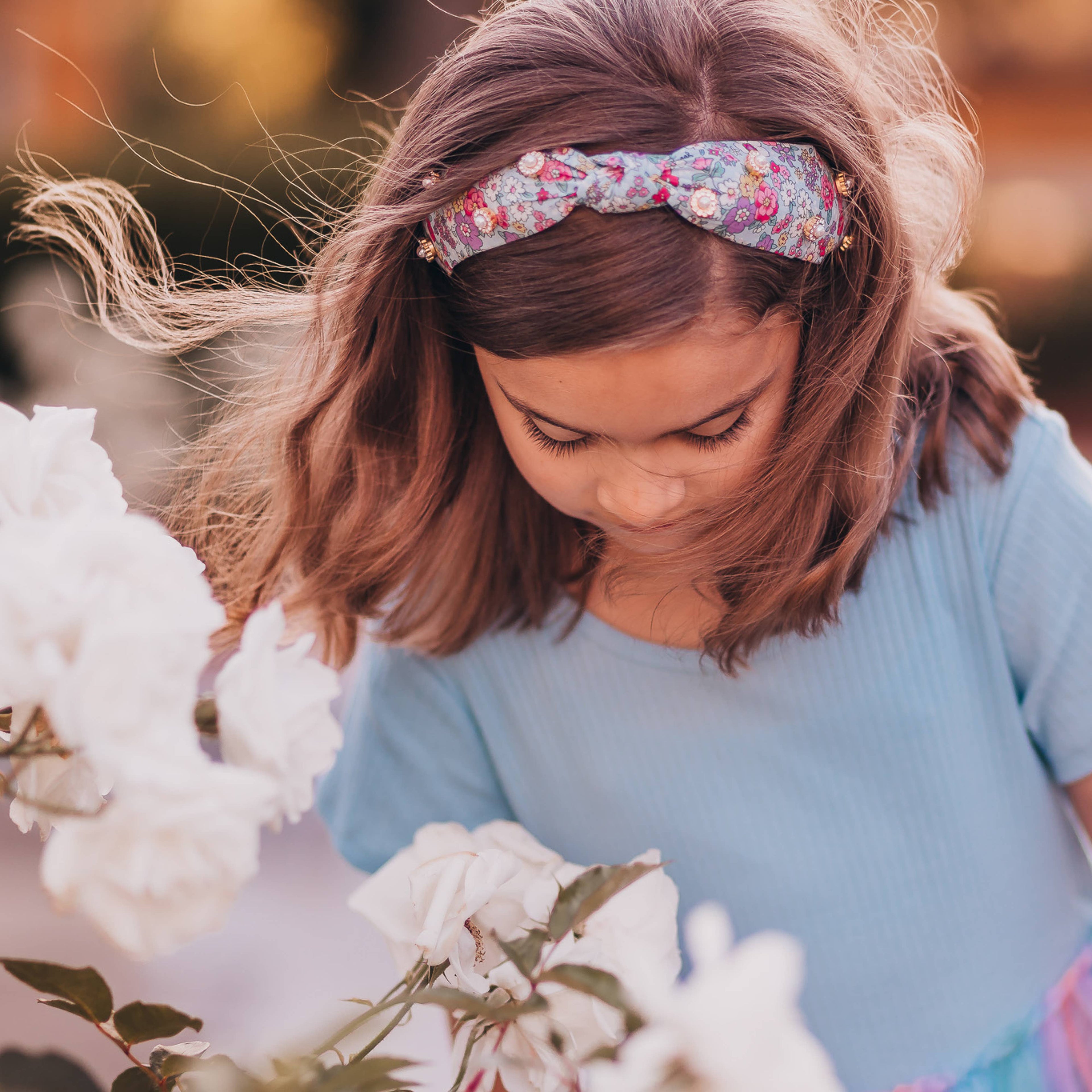 Knot Headband - Rhinestone Pearl | Floral