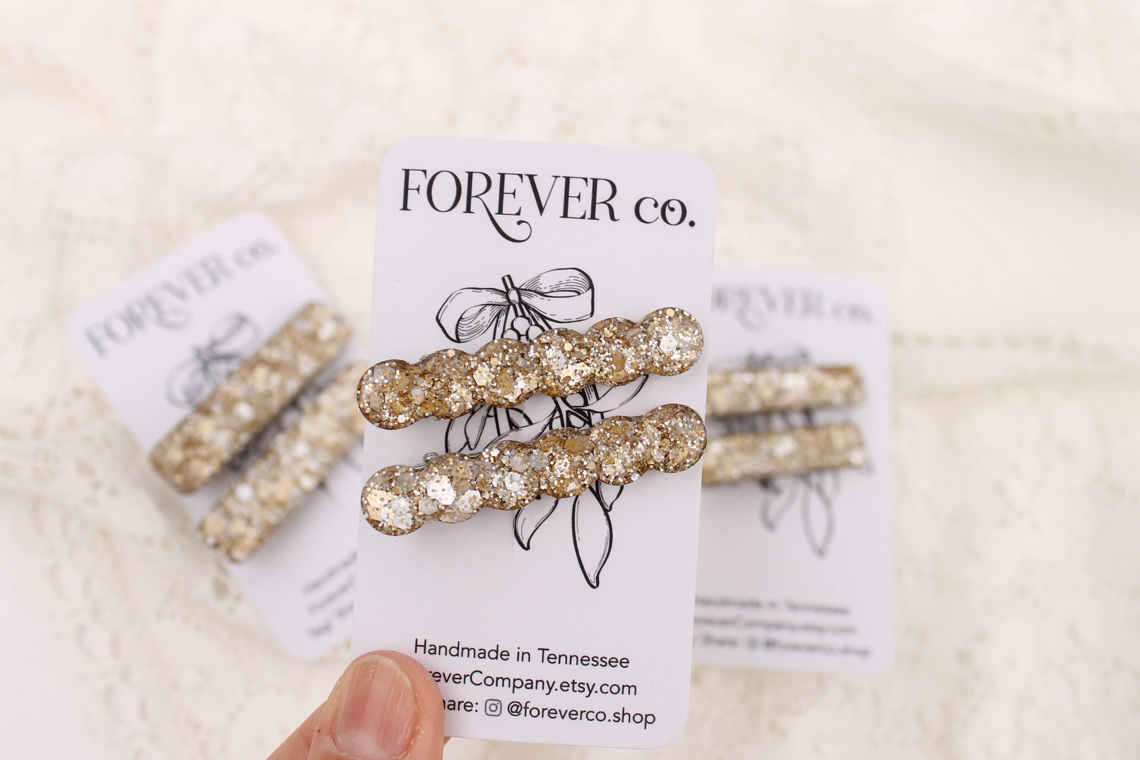 Mini Hair Clips - Gold Glitter