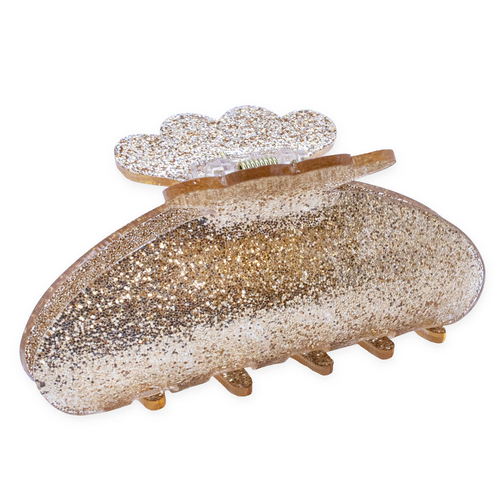 Medium Round Glitter Hair Claw Clip | Gold