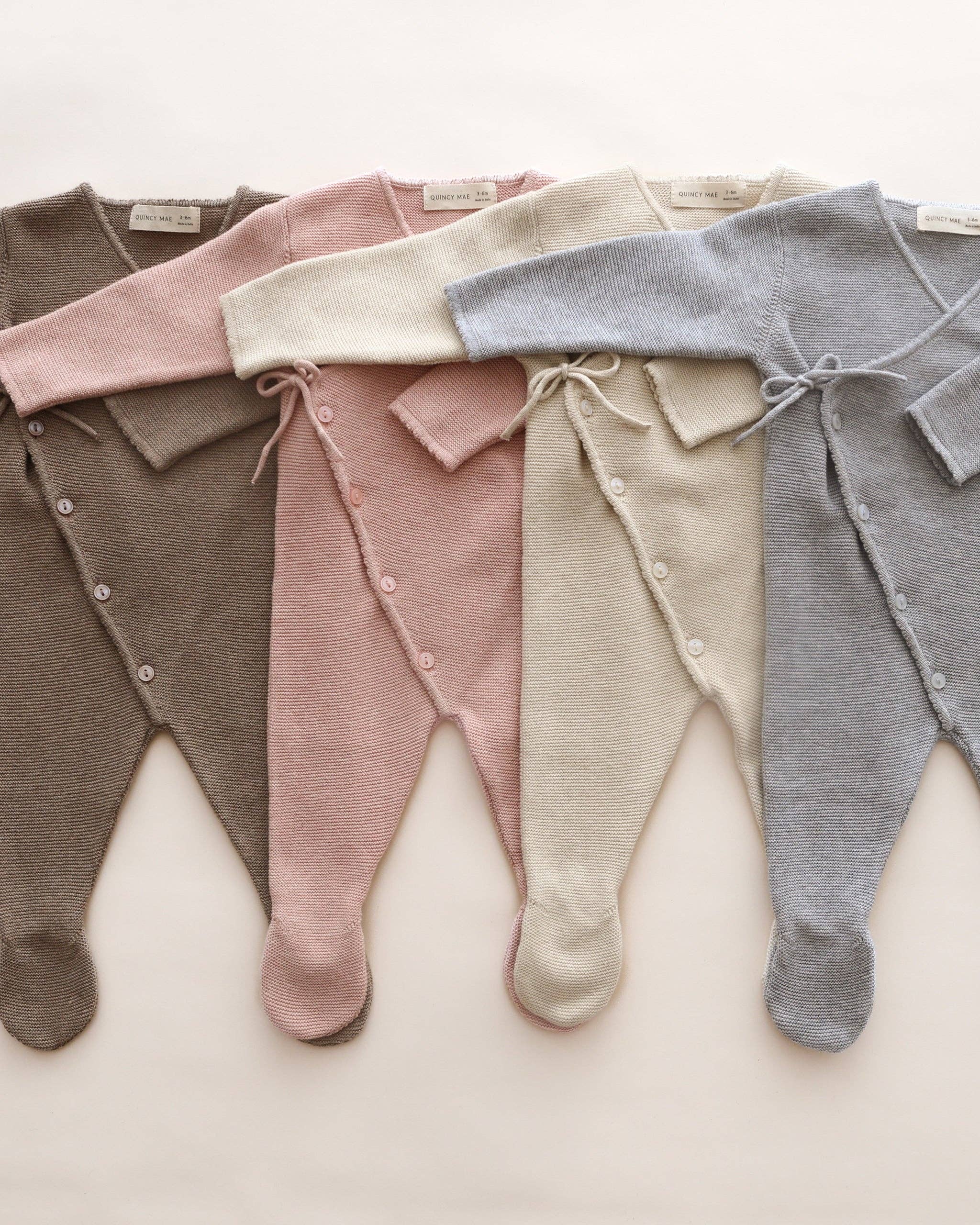 Wrap Knit Footie | Heathered Dusty Blue