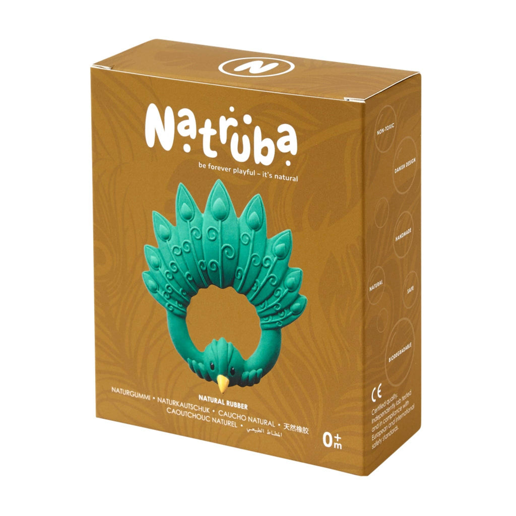 Natural rubber Teether Peacock - Green