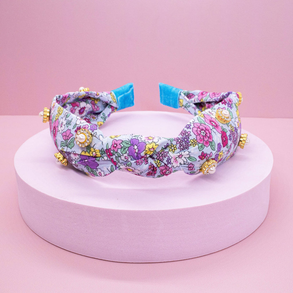 Knot Headband - Rhinestone Pearl | Floral