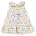 Harper Peter Pan Collar Floral Baby Flare Dress + Bloomer - Blue Floral | Natural