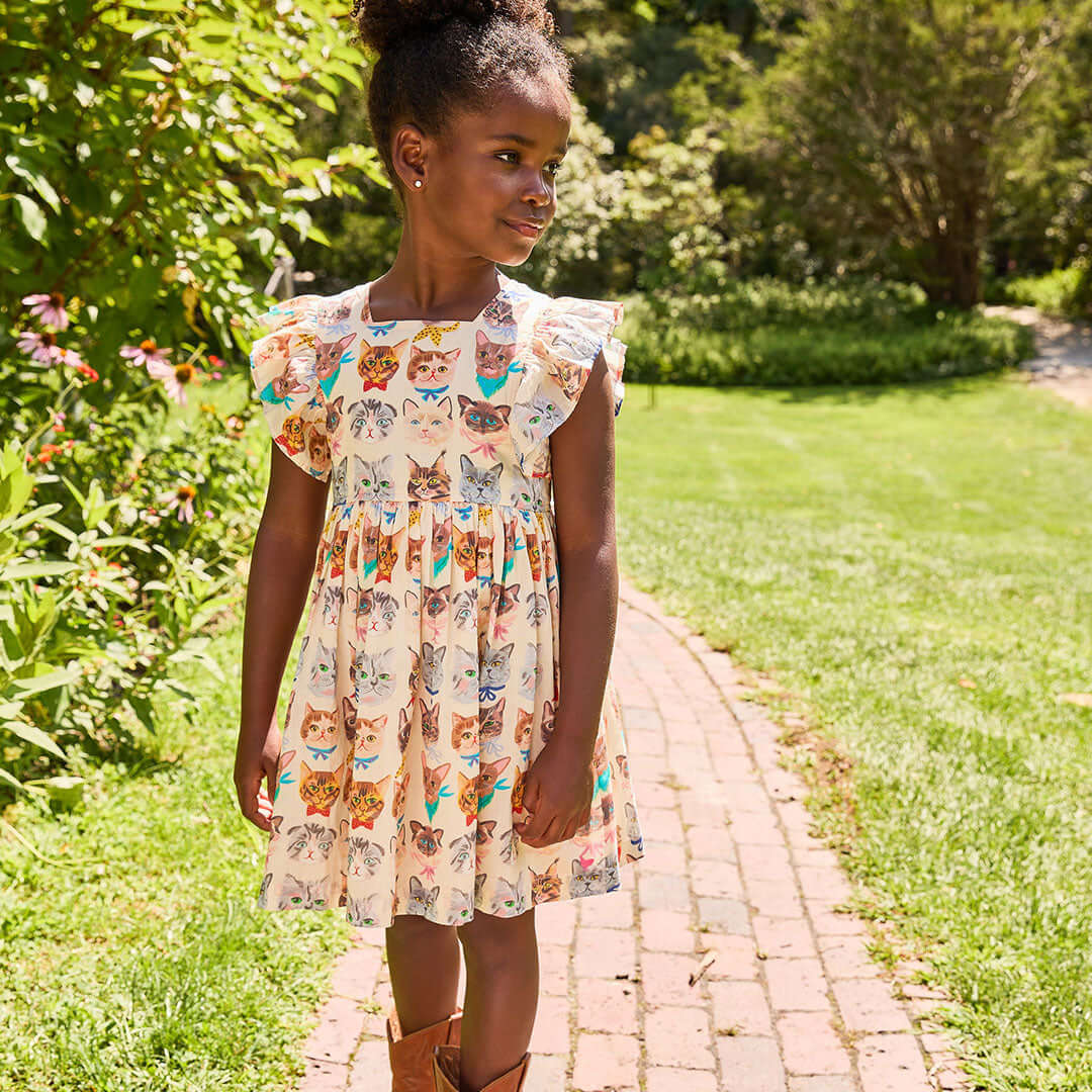 Girls Elsie Dress - Cool Cats