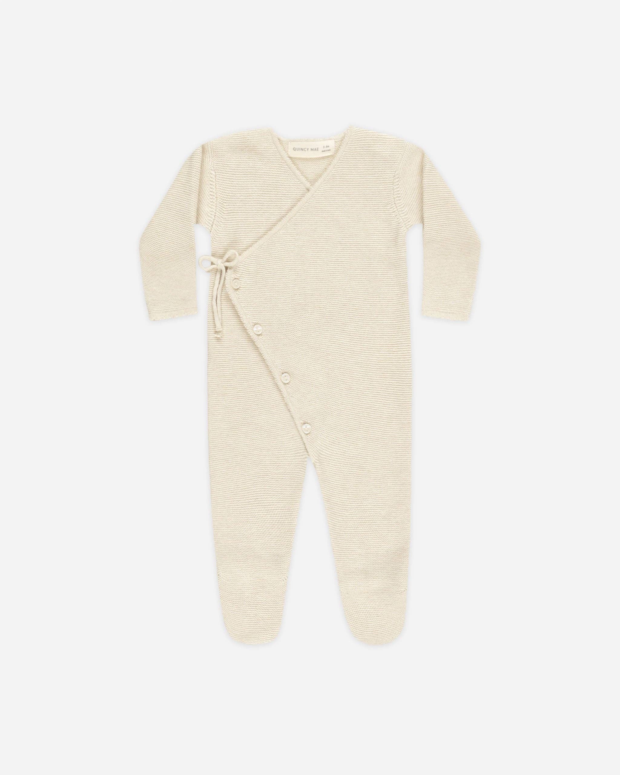 Wrap Knit Footie | Heathered Natural