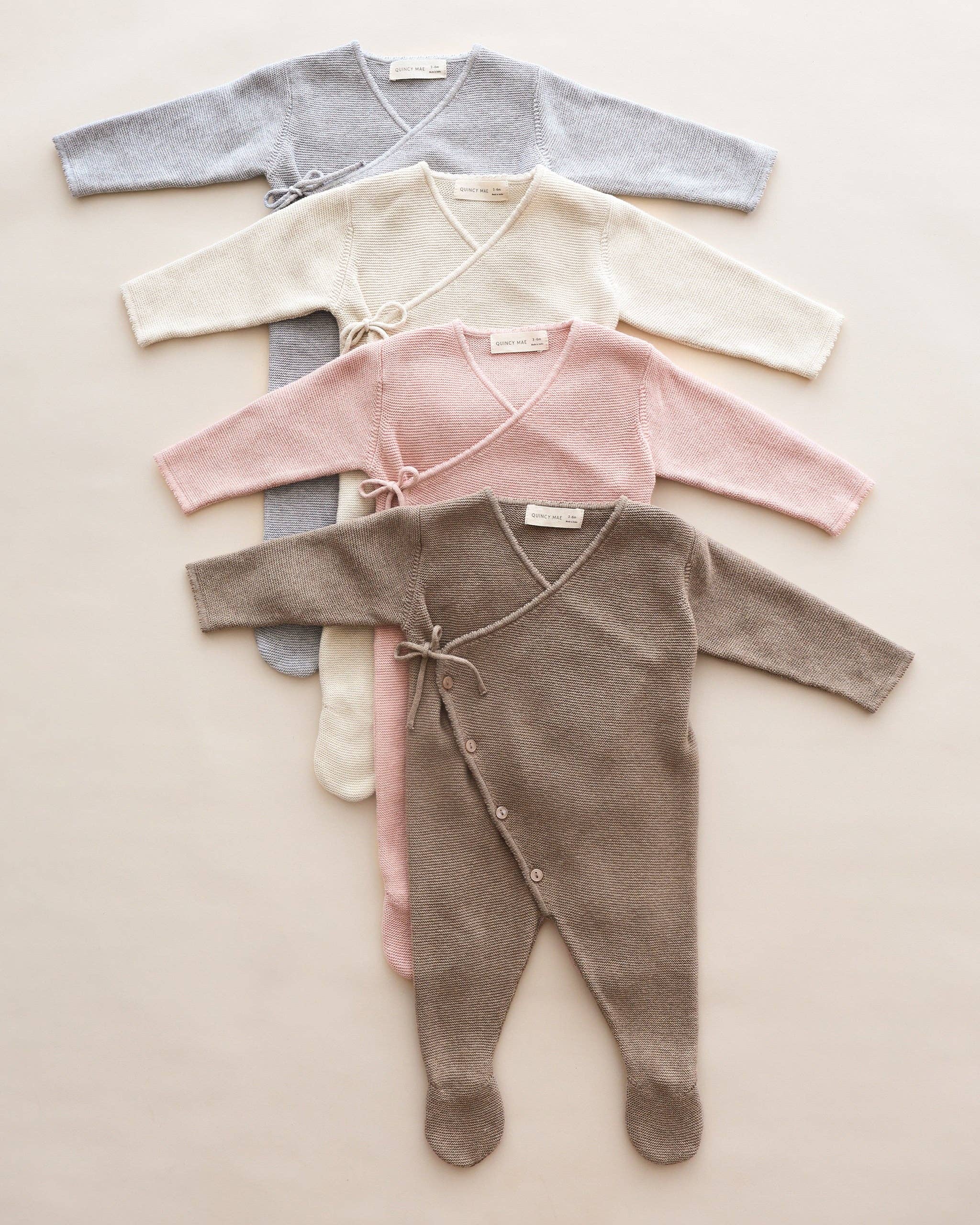 Wrap Knit Footie | Heathered Natural