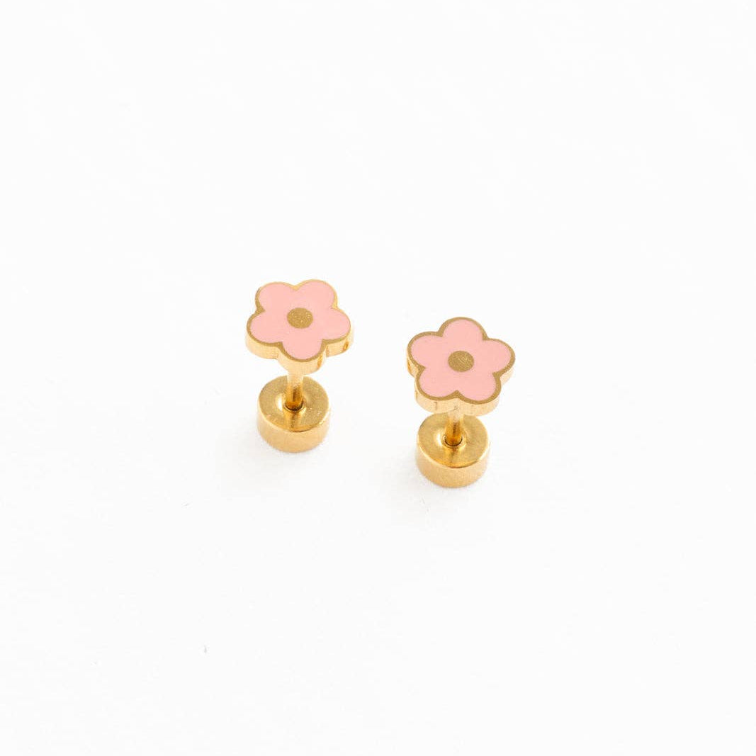 Petite Flower Earrings - Pink