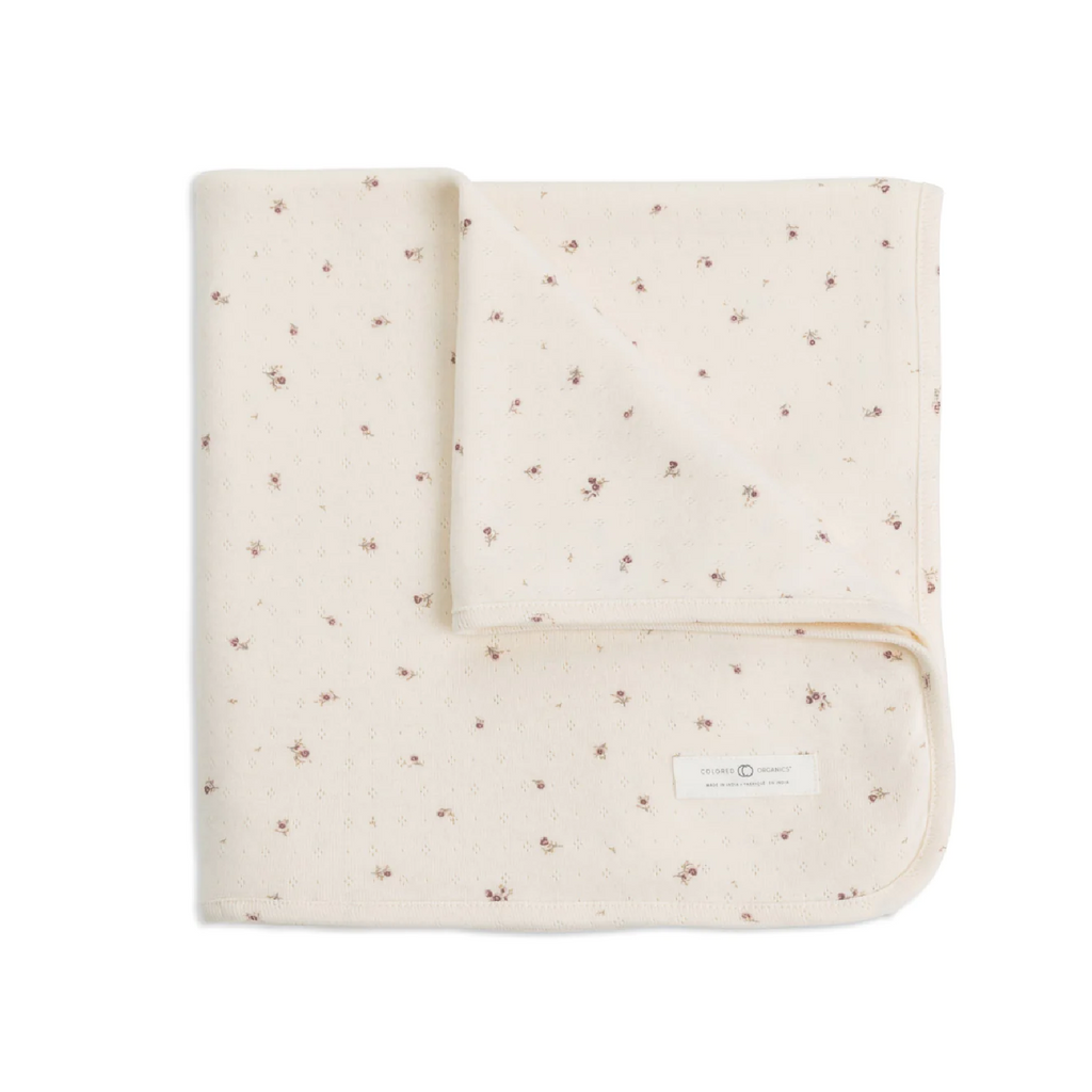Pointelle Swaddle - Vida Floral / Ivory + Wisteria