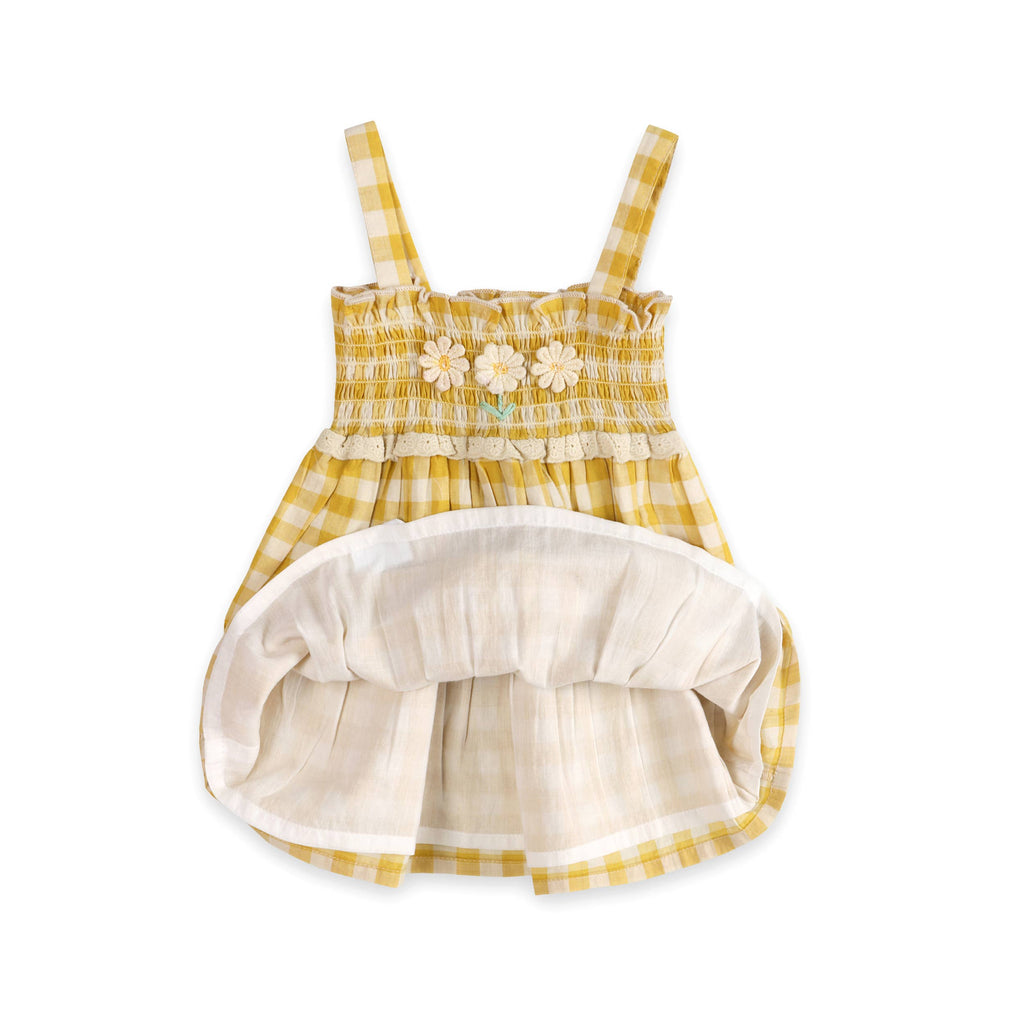 Bonnie Gingham Smocked Baby Dress + Bloomer - Yellow Gingham