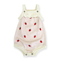 Strawberry Knit Baby Ruffle Romper - Pink Stripe