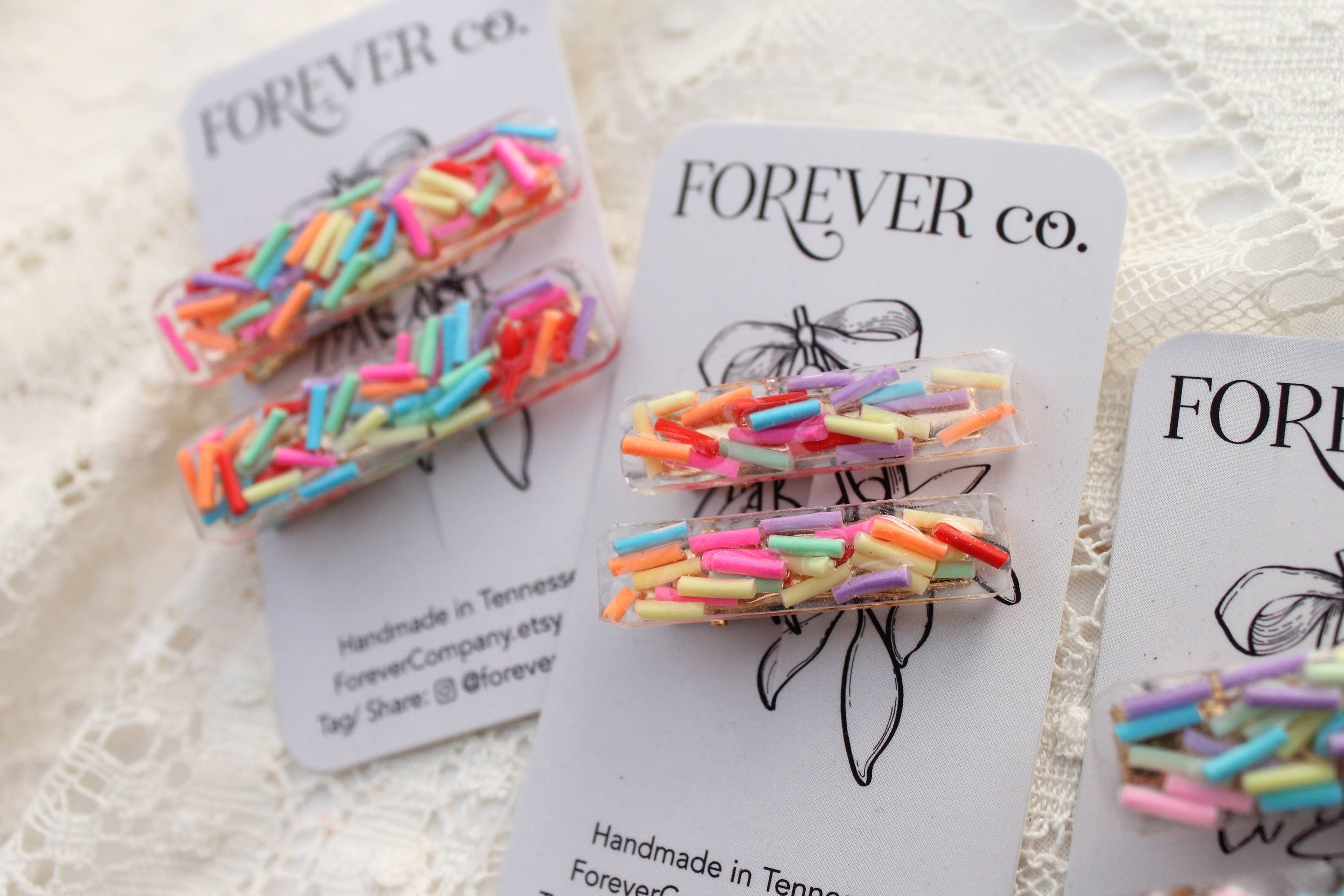 Mini Hair Clips -  Bright Rainbow Ice Cream