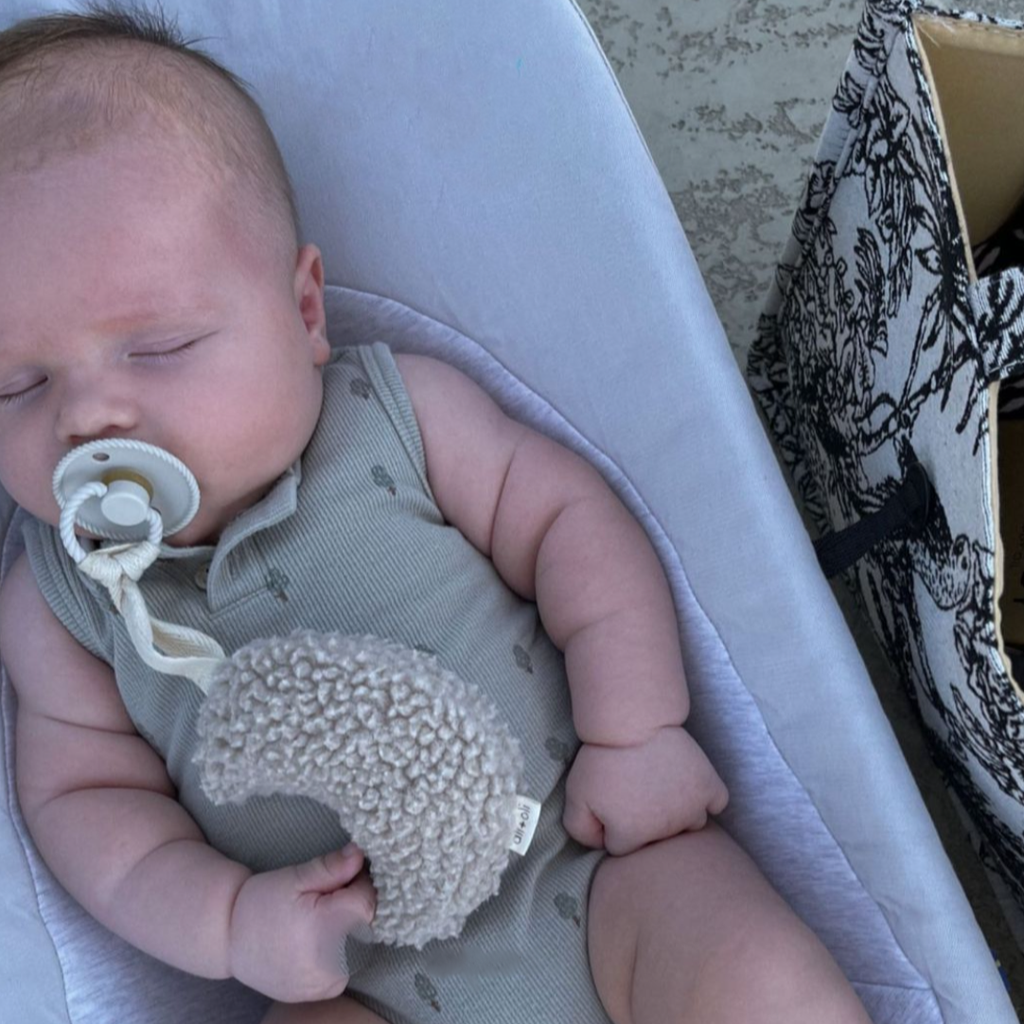 Plush Moon Pacifier Holder | Sand