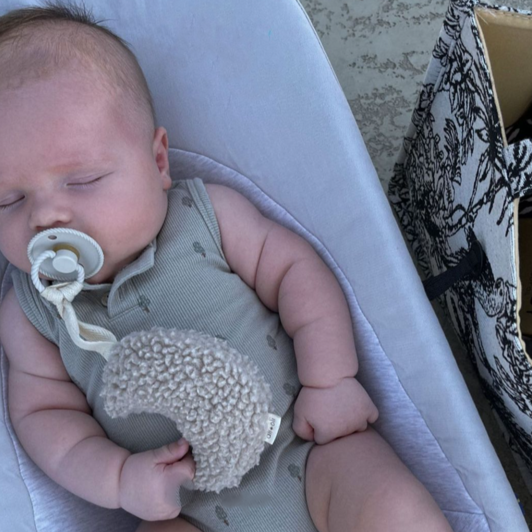 Plush Moon Pacifier Holder | Sand