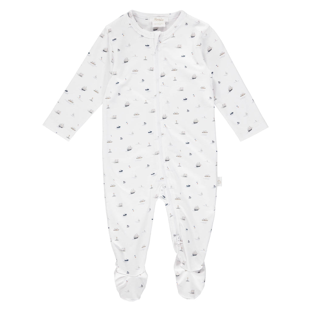 Zipper Baby Footie Onesie - Sailboats