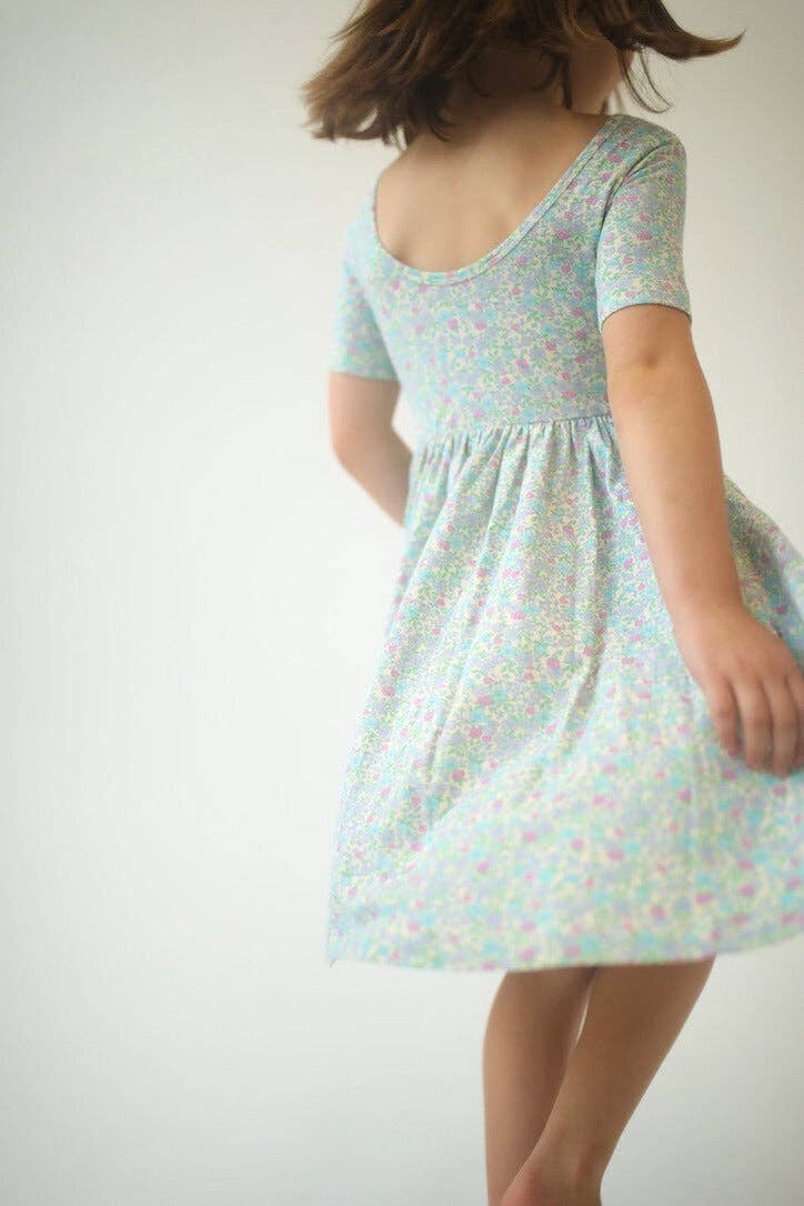 Short Sleeve Twirl Dress | Bella Blue Floral