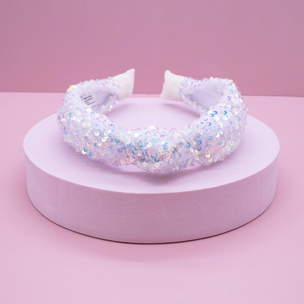 Knot Headband - Sequin | White