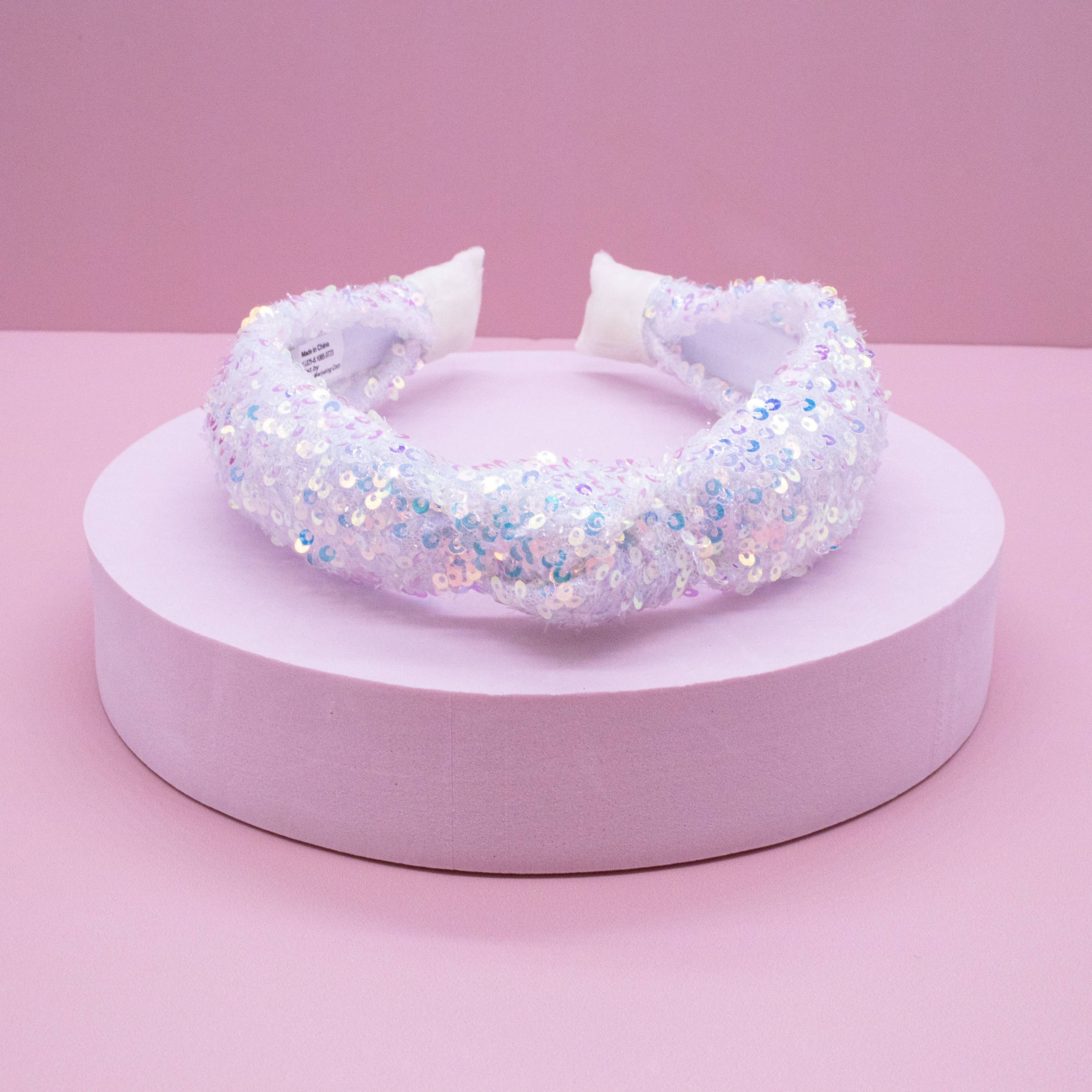 Knot Headband - Sequin | White