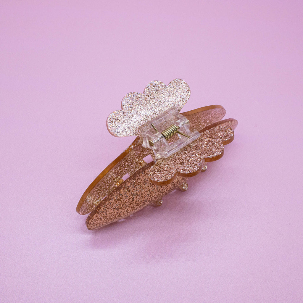 Medium Round Glitter Hair Claw Clip | Gold