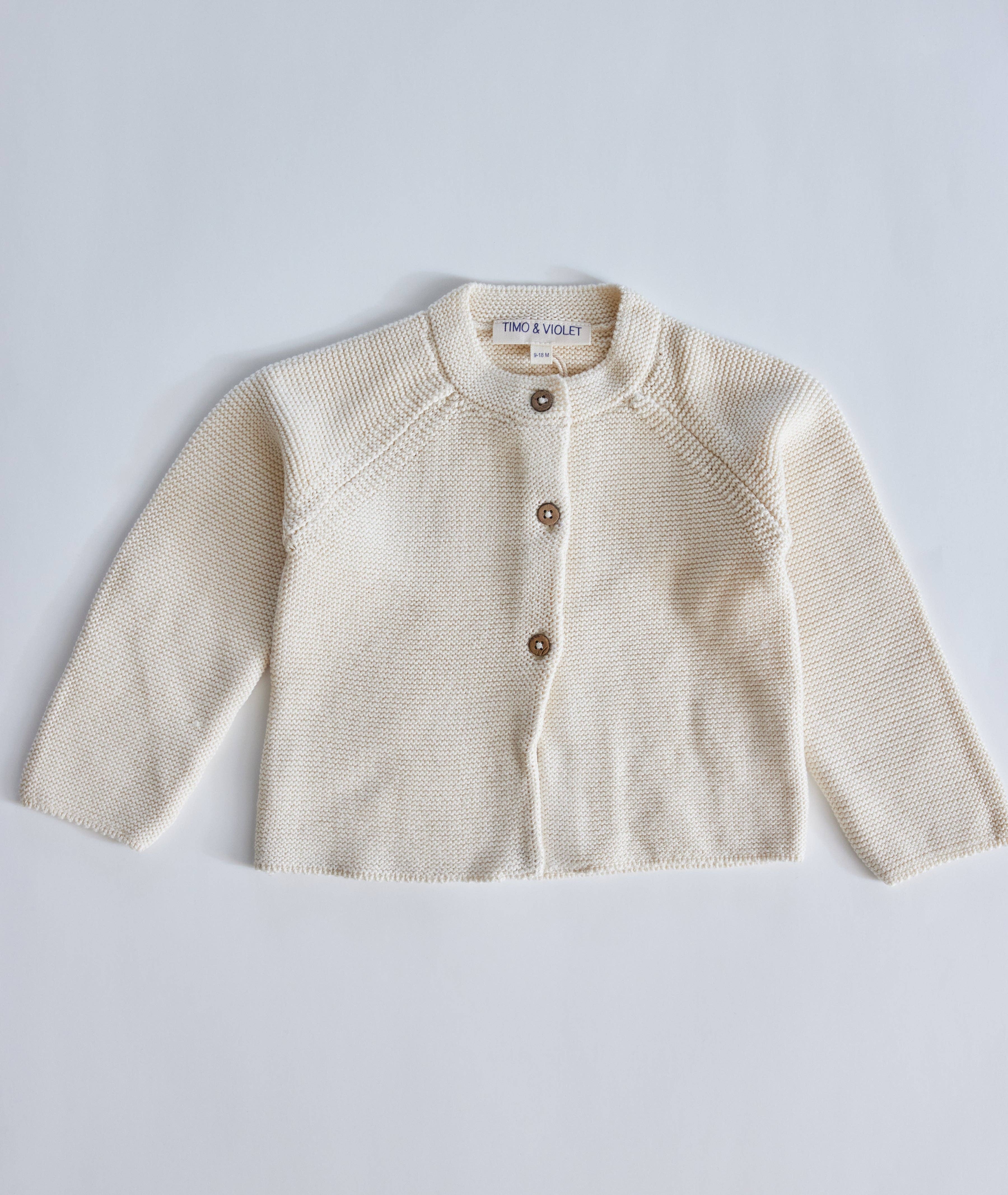 Ivory Knit Cardigan and Hat Set