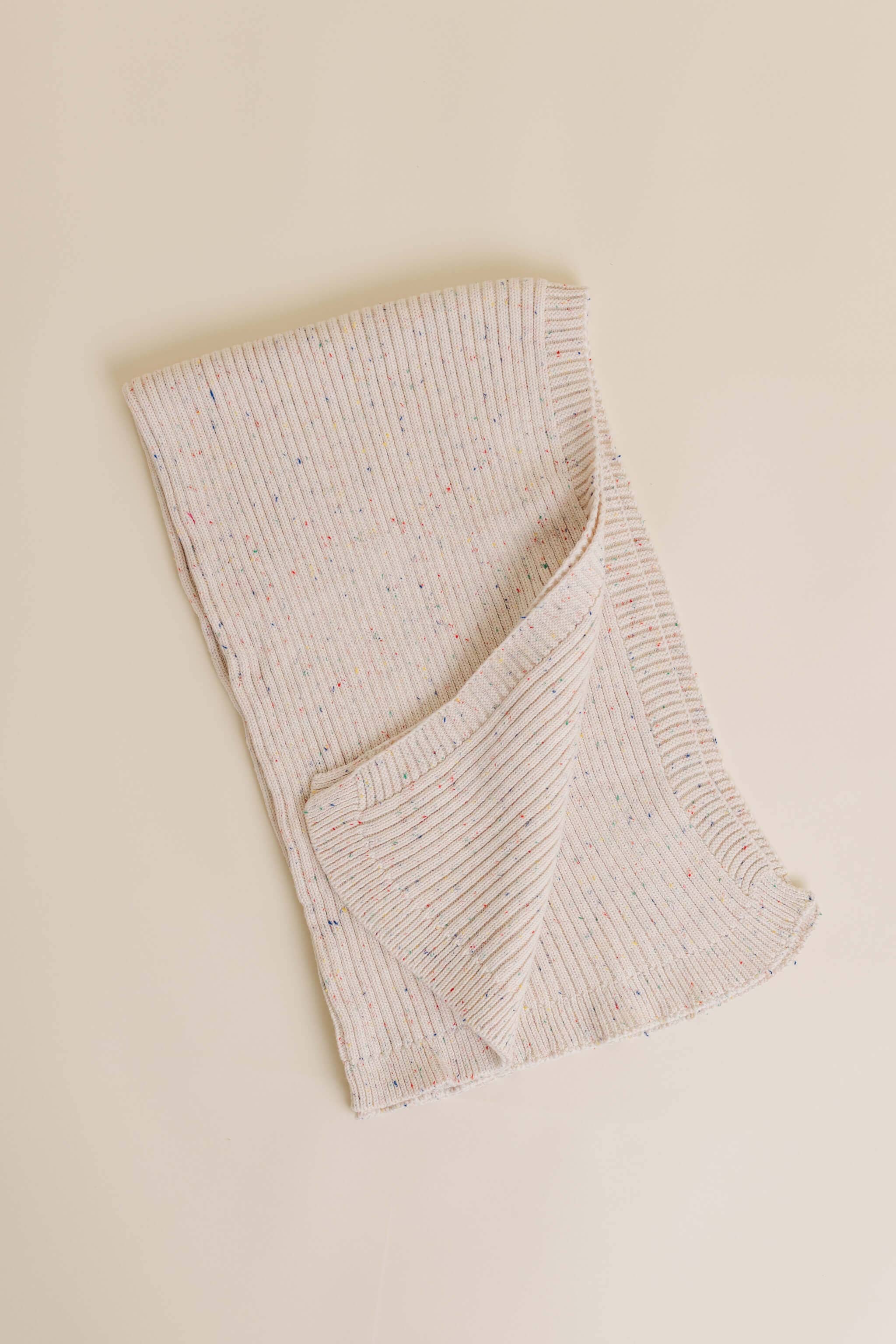 Sprinkle Knit Ribbed Blanket - Oat