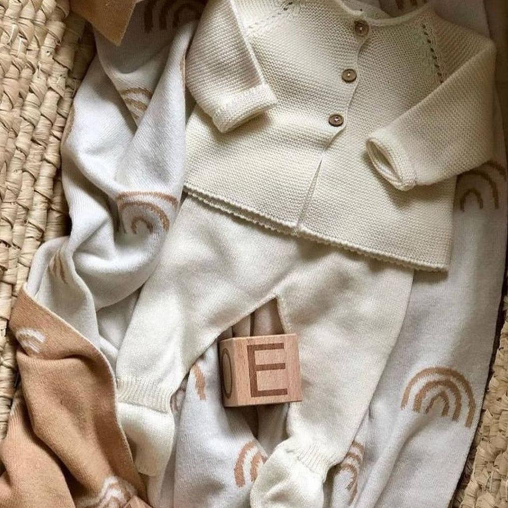 Baby Sweater and Pants Set in Ecru