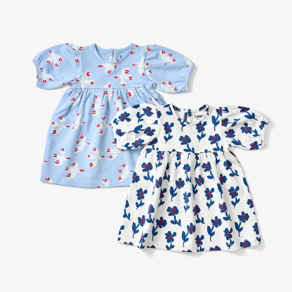 Balloon Sleeve Dress - Bird | Sky